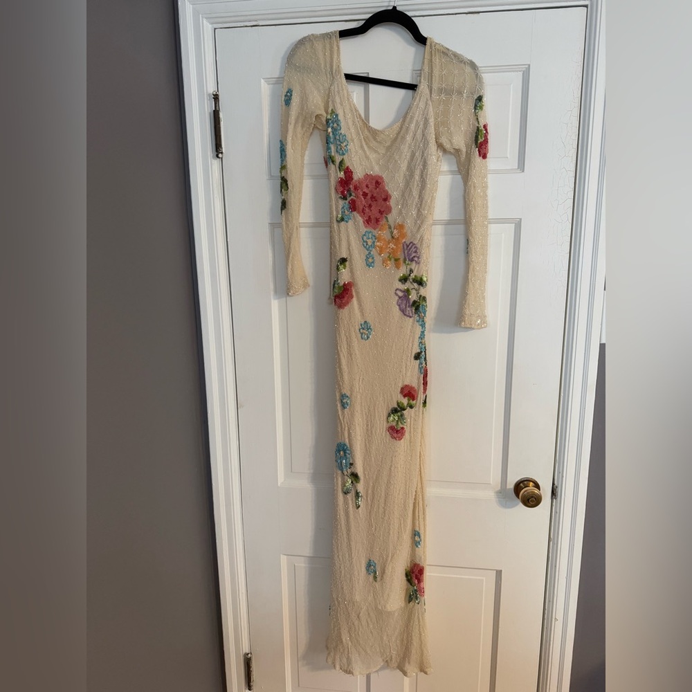 Vintage Sue Wong Beaded Gown, 100% Silk